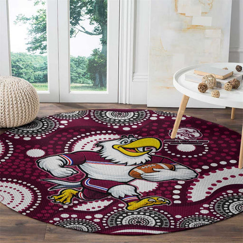 Manly Warringah Sea Eagles Round Carpet Aboriginal Dot Pattern - Rugby Mascot Heritage Pride