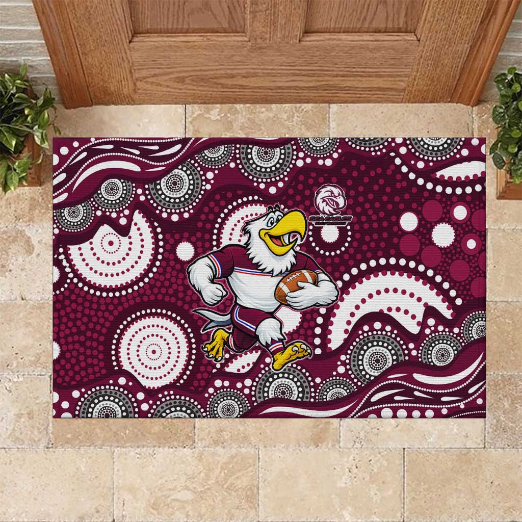 Manly Warringah Sea Eagles Rubber Doormat Aboriginal Dot Pattern - Rugby Mascot Heritage Pride