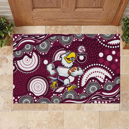 Manly Warringah Sea Eagles Rubber Doormat Aboriginal Dot Pattern - Rugby Mascot Heritage Pride
