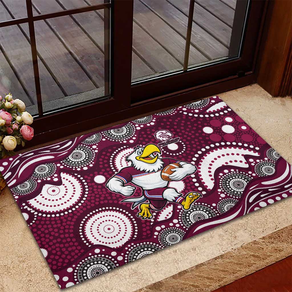 Manly Warringah Sea Eagles Rubber Doormat Aboriginal Dot Pattern - Rugby Mascot Heritage Pride