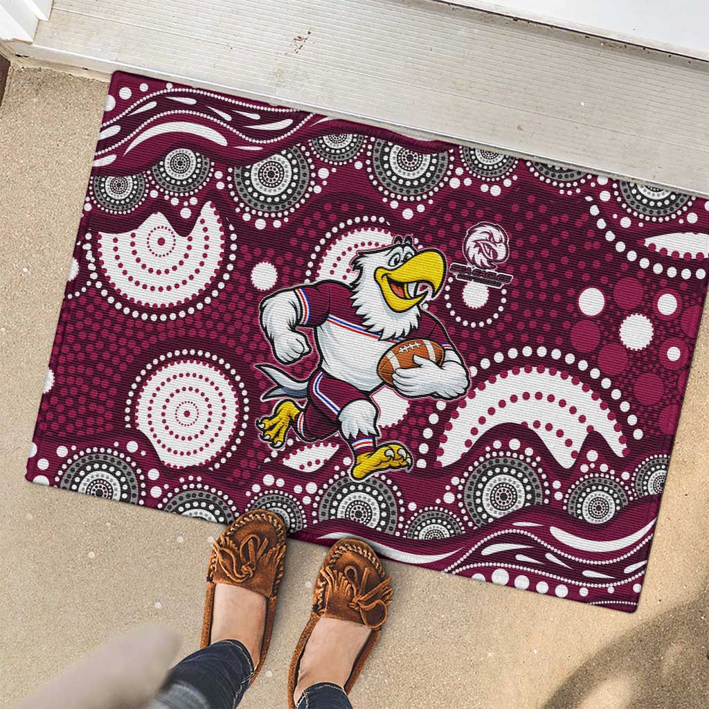 Manly Warringah Sea Eagles Rubber Doormat Aboriginal Dot Pattern - Rugby Mascot Heritage Pride