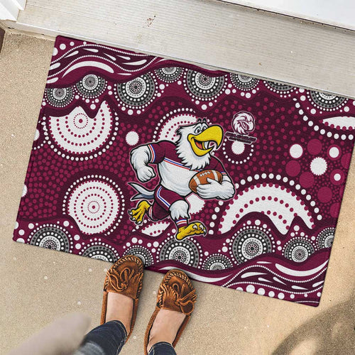 Manly Warringah Sea Eagles Rubber Doormat Aboriginal Dot Pattern - Rugby Mascot Heritage Pride