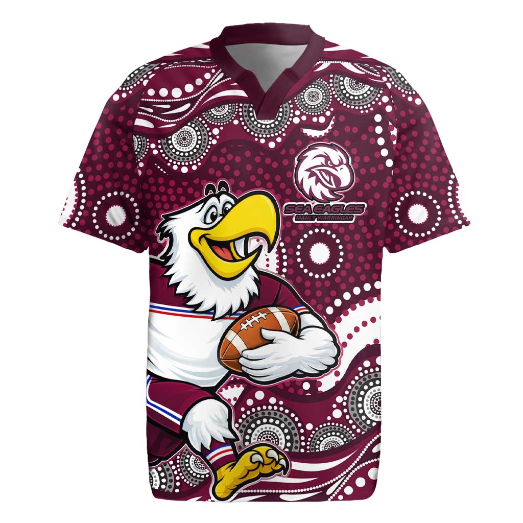 Manly Warringah Sea Eagles Rugby Jersey Aboriginal Dot Pattern - Rugby Mascot Heritage Pride