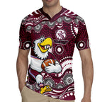 Manly Warringah Sea Eagles Rugby Jersey Aboriginal Dot Pattern - Rugby Mascot Heritage Pride