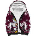 Manly Warringah Sea Eagles Sherpa Hoodie Aboriginal Dot Pattern - Rugby Mascot Heritage Pride
