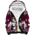 Manly Warringah Sea Eagles Sherpa Hoodie Aboriginal Dot Pattern - Rugby Mascot Heritage Pride