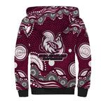 Manly Warringah Sea Eagles Sherpa Hoodie Aboriginal Dot Pattern - Rugby Mascot Heritage Pride