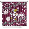 Manly Warringah Sea Eagles Shower Curtain Aboriginal Dot Pattern - Rugby Mascot Heritage Pride