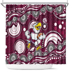 Manly Warringah Sea Eagles Shower Curtain Aboriginal Dot Pattern - Rugby Mascot Heritage Pride