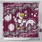 Manly Warringah Sea Eagles Shower Curtain Aboriginal Dot Pattern - Rugby Mascot Heritage Pride