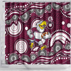 Manly Warringah Sea Eagles Shower Curtain Aboriginal Dot Pattern - Rugby Mascot Heritage Pride