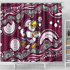 Manly Warringah Sea Eagles Shower Curtain Aboriginal Dot Pattern - Rugby Mascot Heritage Pride