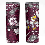 Manly Warringah Sea Eagles Skinny Tumbler Aboriginal Dot Pattern - Rugby Mascot Heritage Pride