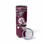 Manly Warringah Sea Eagles Skinny Tumbler Aboriginal Dot Pattern - Rugby Mascot Heritage Pride