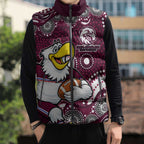 Manly Warringah Sea Eagles Sleeveless Puffer Jacket Aboriginal Dot Pattern - Rugby Mascot Heritage Pride