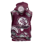 Manly Warringah Sea Eagles Sleeveless Zip Hoodie Aboriginal Dot Pattern - Rugby Mascot Heritage Pride