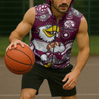 Manly Warringah Sea Eagles Sleeveless Zip Hoodie Aboriginal Dot Pattern - Rugby Mascot Heritage Pride