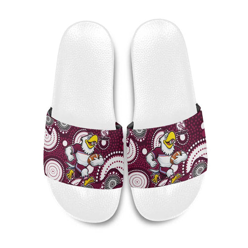 Manly Warringah Sea Eagles Slide Sandals Aboriginal Dot Pattern - Rugby Mascot Heritage Pride