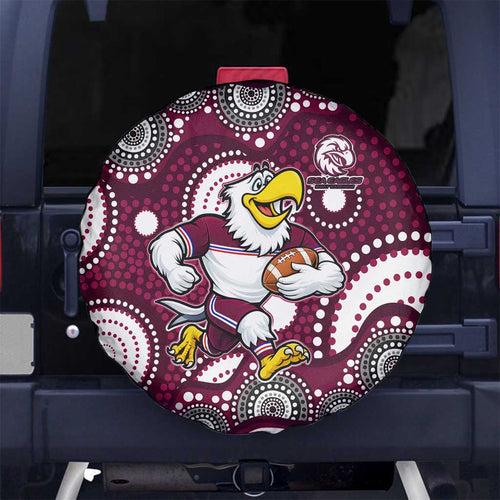 Manly Warringah Sea Eagles Spare Tire Cover Aboriginal Dot Pattern - Rugby Mascot Heritage Pride