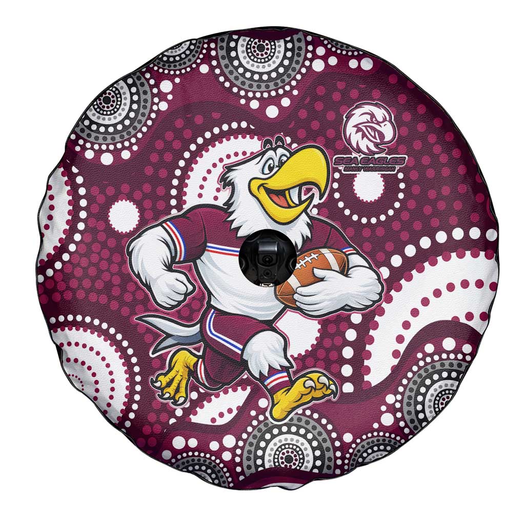 Manly Warringah Sea Eagles Spare Tire Cover Aboriginal Dot Pattern - Rugby Mascot Heritage Pride