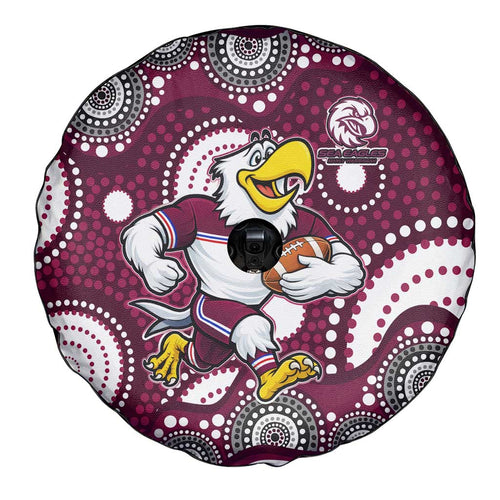 Manly Warringah Sea Eagles Spare Tire Cover Aboriginal Dot Pattern - Rugby Mascot Heritage Pride