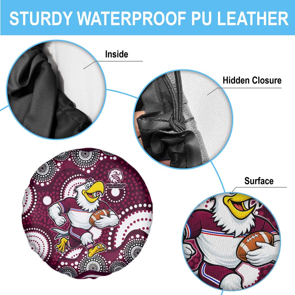 Manly Warringah Sea Eagles Spare Tire Cover Aboriginal Dot Pattern - Rugby Mascot Heritage Pride