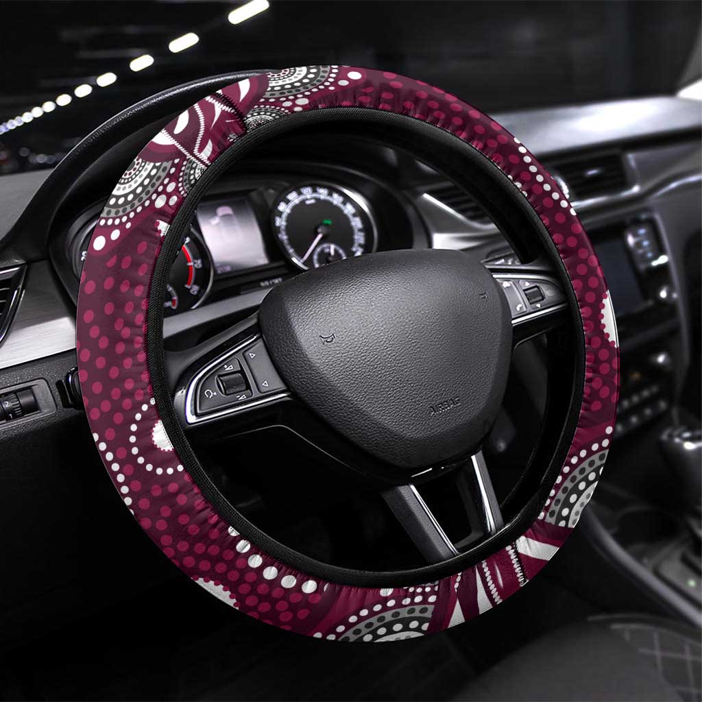 Manly Warringah Sea Eagles Steering Wheel Cover Aboriginal Dot Pattern - Rugby Mascot Heritage Pride