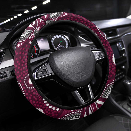 Manly Warringah Sea Eagles Steering Wheel Cover Aboriginal Dot Pattern - Rugby Mascot Heritage Pride