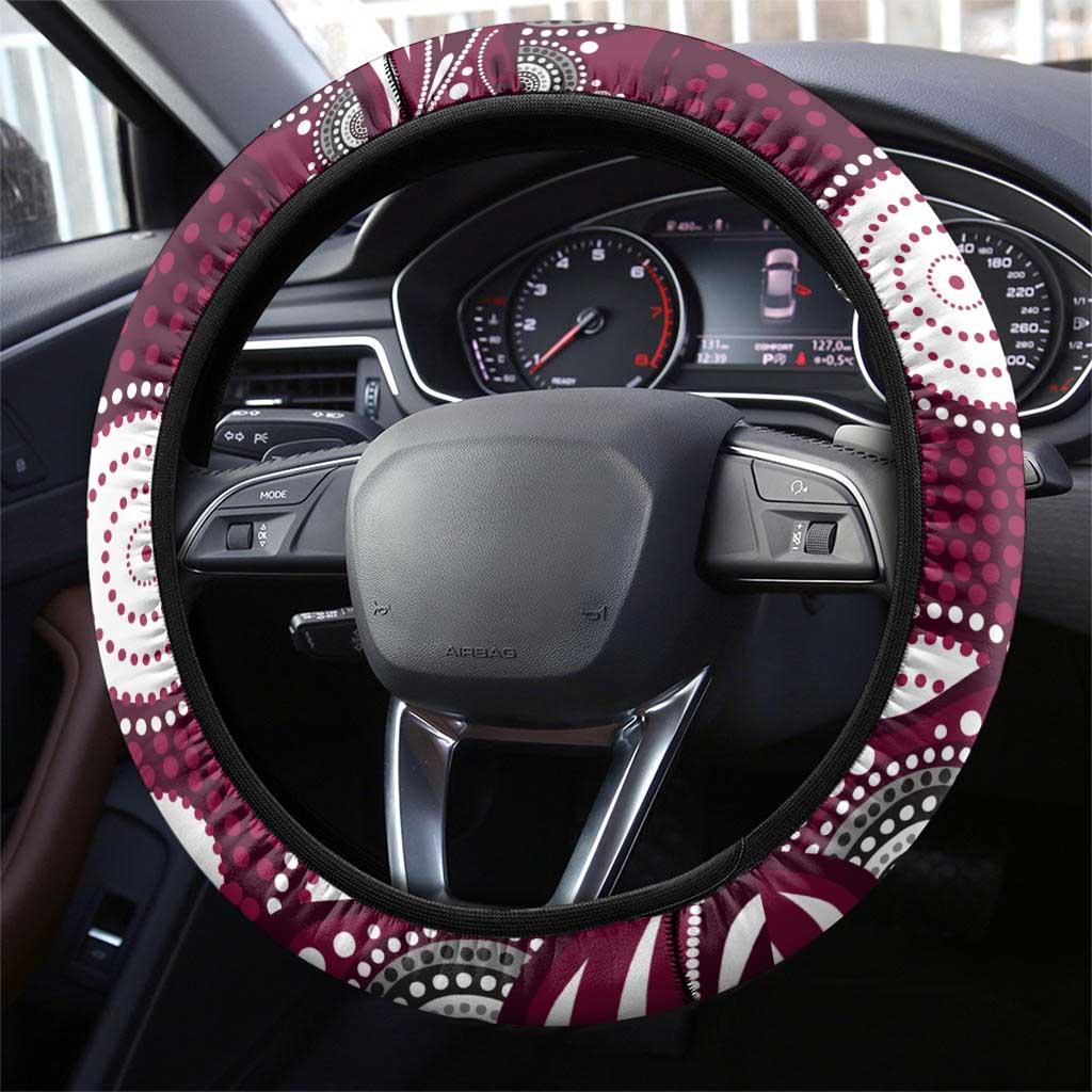 Manly Warringah Sea Eagles Steering Wheel Cover Aboriginal Dot Pattern - Rugby Mascot Heritage Pride