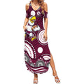 Manly Warringah Sea Eagles Summer Maxi Dress Aboriginal Dot Pattern - Rugby Mascot Heritage Pride