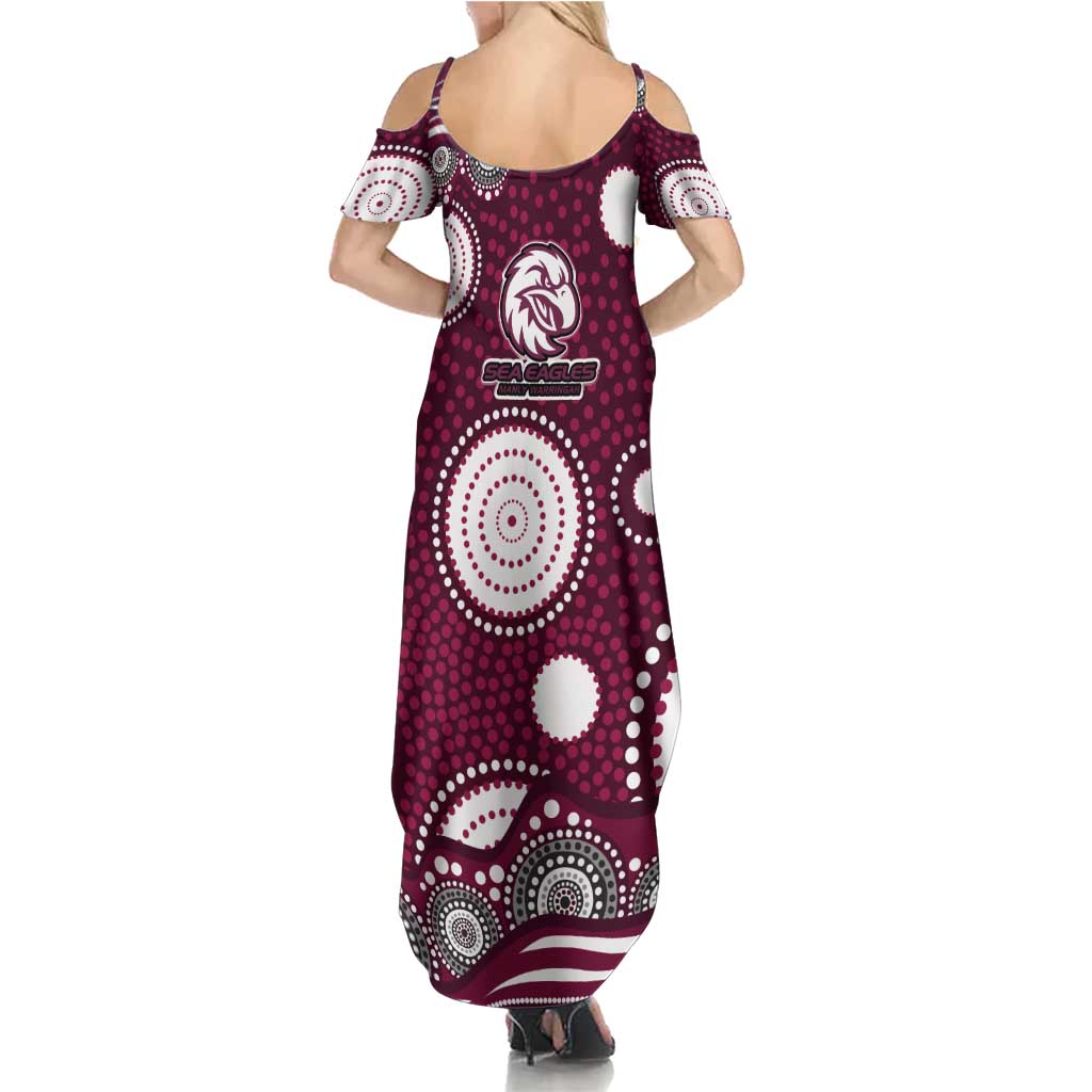 Manly Warringah Sea Eagles Summer Maxi Dress Aboriginal Dot Pattern - Rugby Mascot Heritage Pride