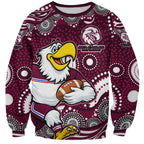 Manly Warringah Sea Eagles Sweatshirt Aboriginal Dot Pattern - Rugby Mascot Heritage Pride