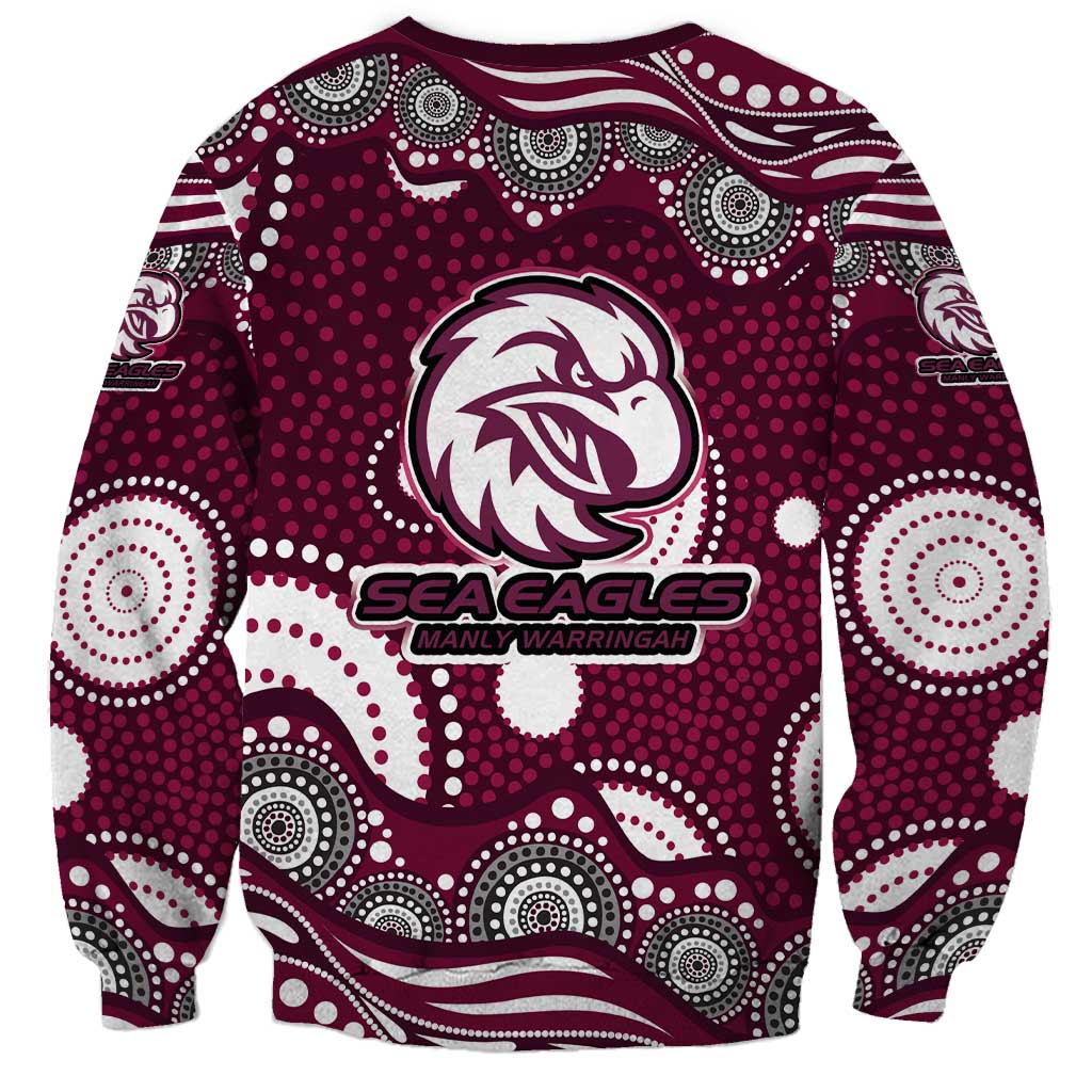 Manly Warringah Sea Eagles Sweatshirt Aboriginal Dot Pattern - Rugby Mascot Heritage Pride