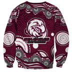 Manly Warringah Sea Eagles Sweatshirt Aboriginal Dot Pattern - Rugby Mascot Heritage Pride