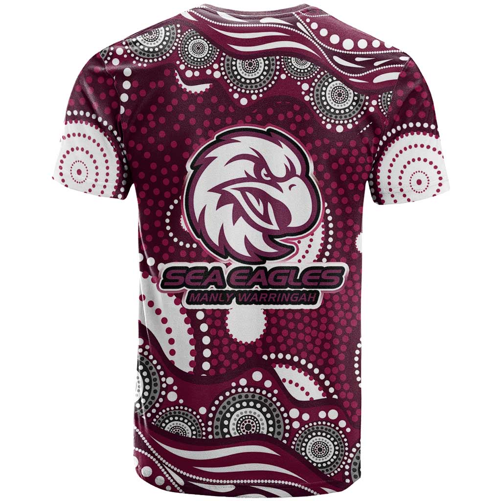 Manly Warringah Sea Eagles T Shirt Aboriginal Dot Pattern - Rugby Mascot Heritage Pride