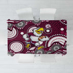 Manly Warringah Sea Eagles Tablecloth Aboriginal Dot Pattern - Rugby Mascot Heritage Pride
