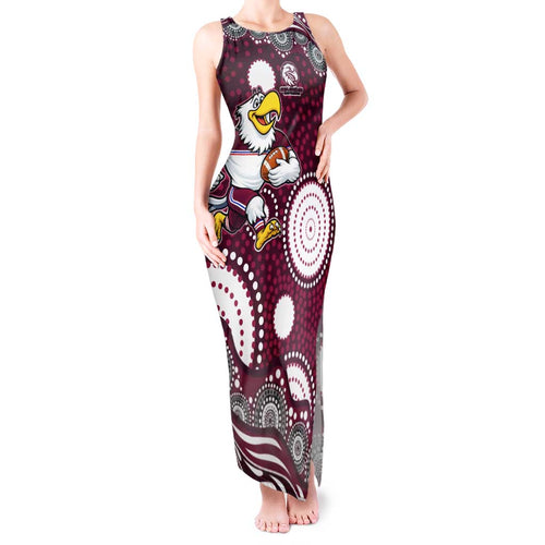 Manly Warringah Sea Eagles Tank Maxi Dress Aboriginal Dot Pattern - Rugby Mascot Heritage Pride