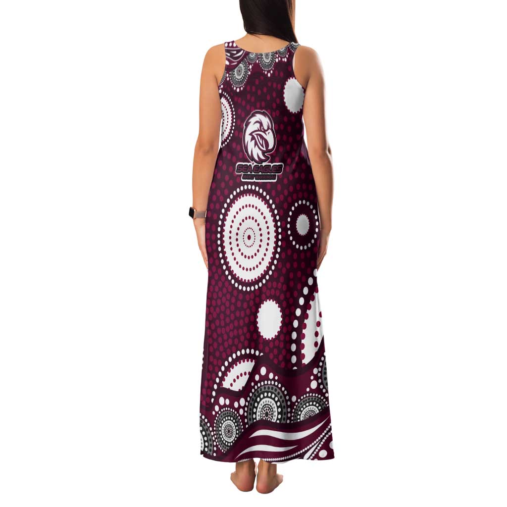 Manly Warringah Sea Eagles Tank Maxi Dress Aboriginal Dot Pattern - Rugby Mascot Heritage Pride