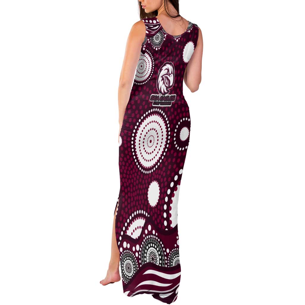Manly Warringah Sea Eagles Tank Maxi Dress Aboriginal Dot Pattern - Rugby Mascot Heritage Pride