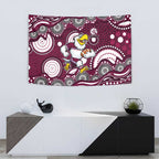Manly Warringah Sea Eagles Tapestry Aboriginal Dot Pattern - Rugby Mascot Heritage Pride