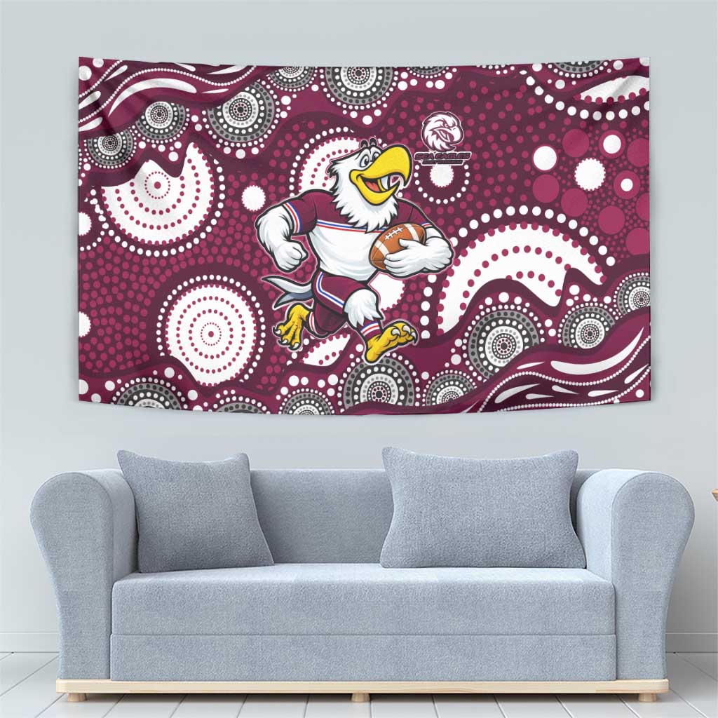 Manly Warringah Sea Eagles Tapestry Aboriginal Dot Pattern - Rugby Mascot Heritage Pride