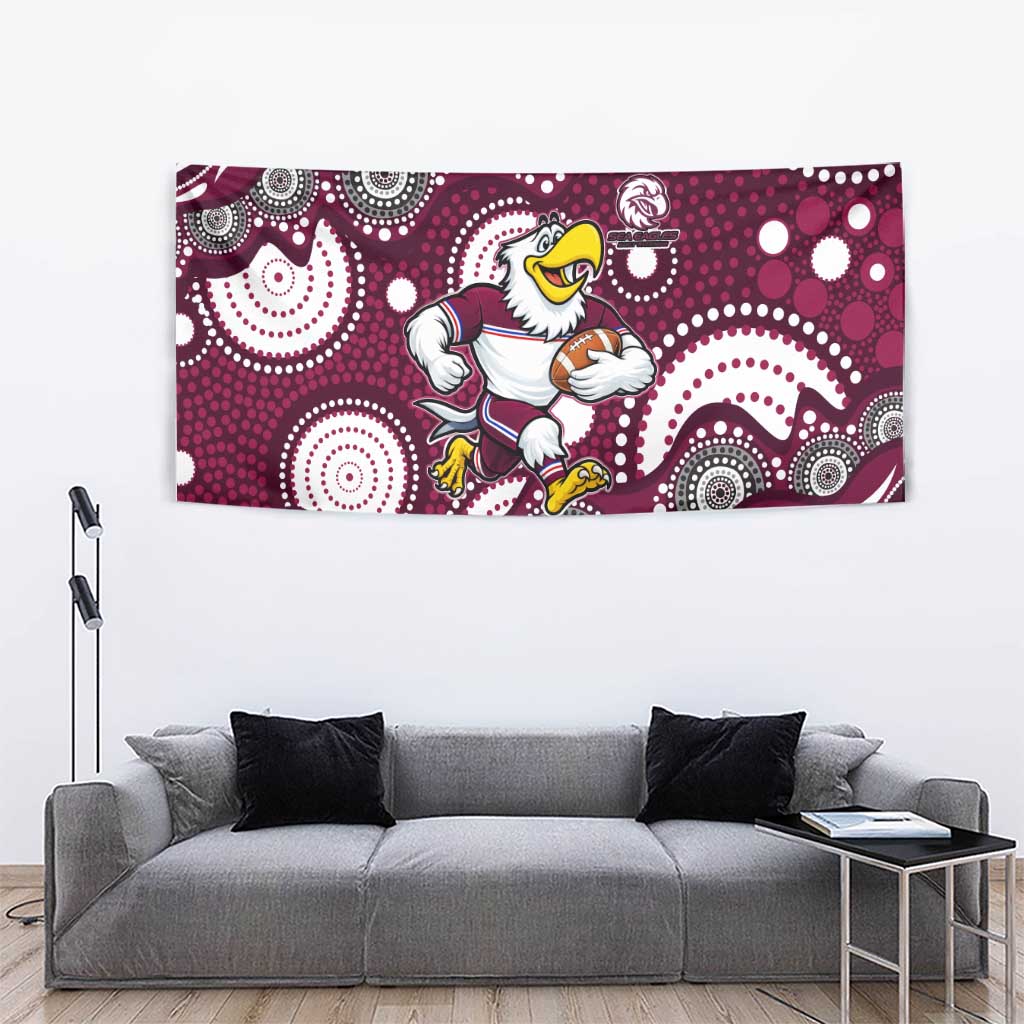 Manly Warringah Sea Eagles Tapestry Aboriginal Dot Pattern - Rugby Mascot Heritage Pride