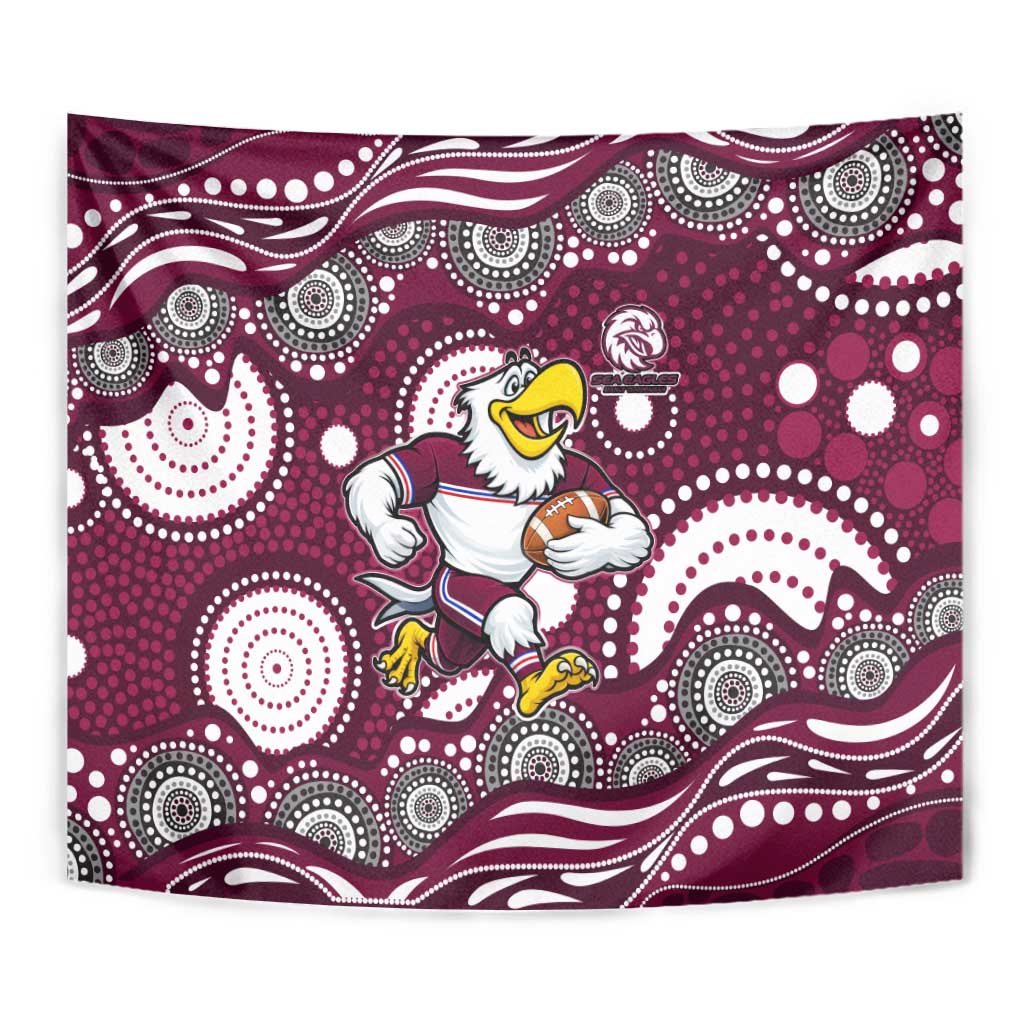 Manly Warringah Sea Eagles Tapestry Aboriginal Dot Pattern - Rugby Mascot Heritage Pride