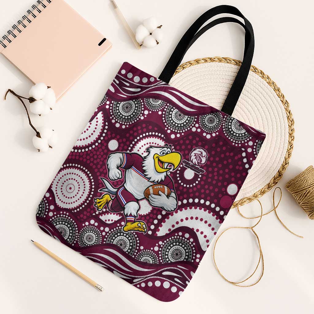 Manly Warringah Sea Eagles Tote Bag Aboriginal Dot Pattern - Rugby Mascot Heritage Pride