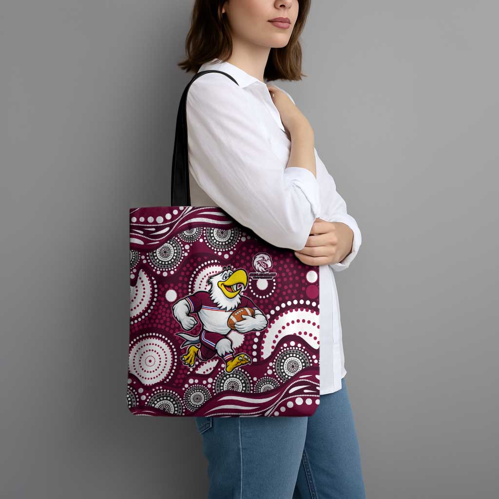 Manly Warringah Sea Eagles Tote Bag Aboriginal Dot Pattern - Rugby Mascot Heritage Pride