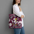 Manly Warringah Sea Eagles Tote Bag Aboriginal Dot Pattern - Rugby Mascot Heritage Pride
