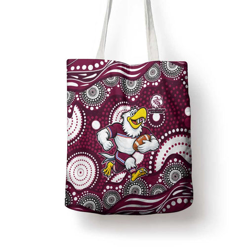 Manly Warringah Sea Eagles Tote Bag Aboriginal Dot Pattern - Rugby Mascot Heritage Pride