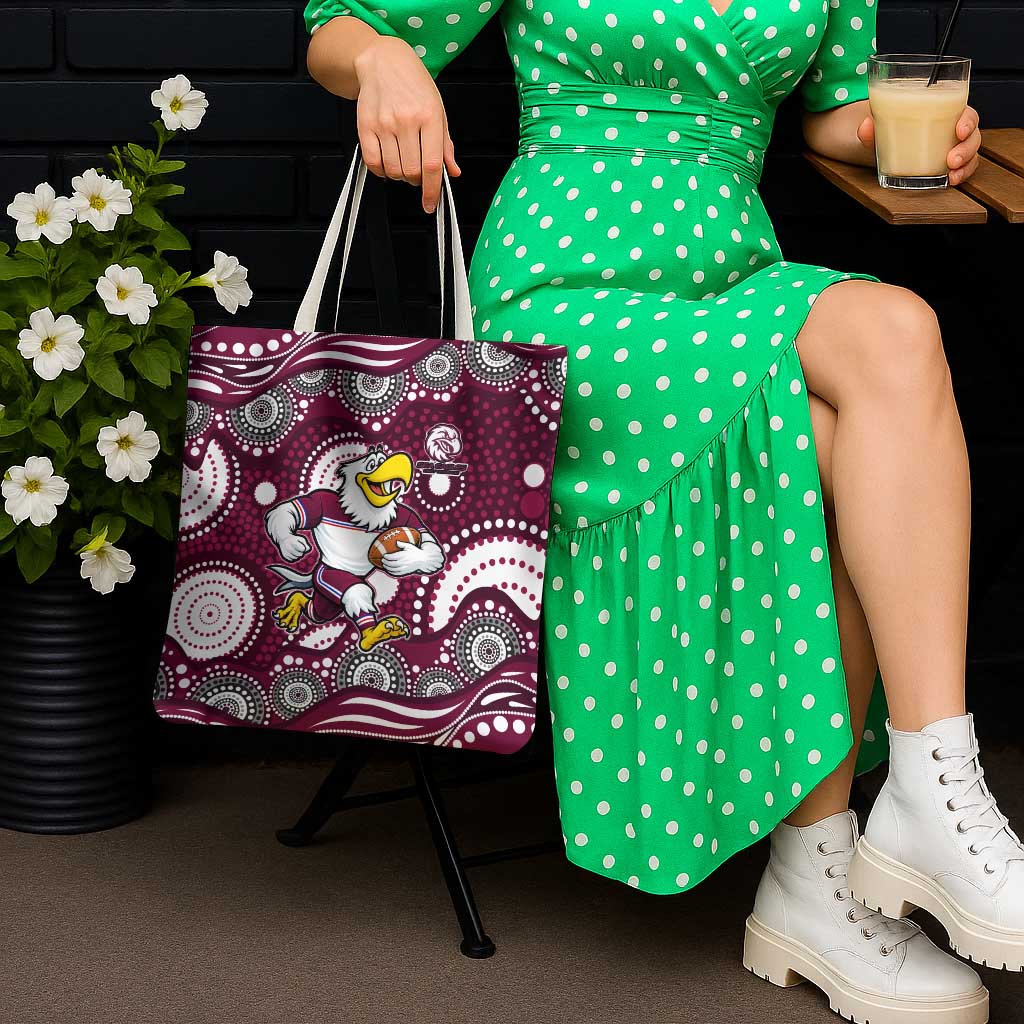 Manly Warringah Sea Eagles Tote Bag Aboriginal Dot Pattern - Rugby Mascot Heritage Pride