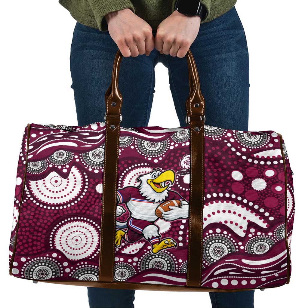 Manly Warringah Sea Eagles Travel Bag Aboriginal Dot Pattern - Rugby Mascot Heritage Pride