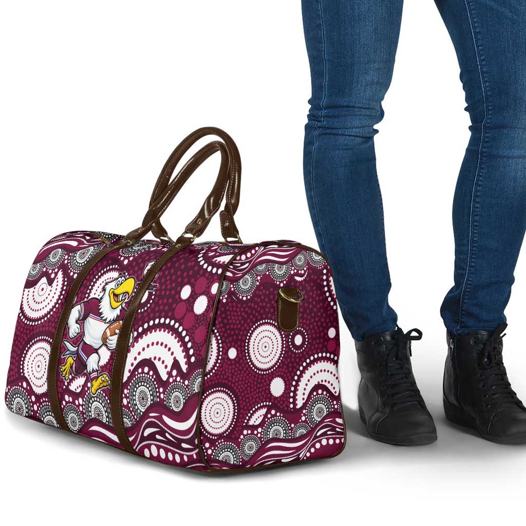 Manly Warringah Sea Eagles Travel Bag Aboriginal Dot Pattern - Rugby Mascot Heritage Pride
